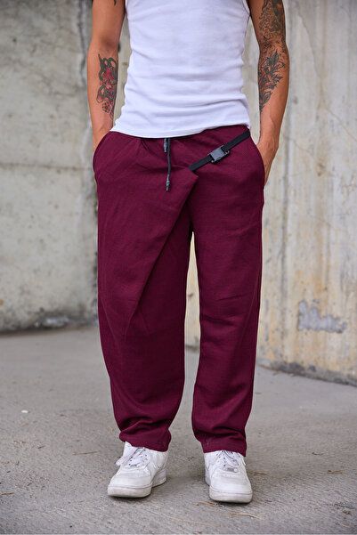 Superbluemexico Men's Elastic Shalwar Trousers with Clip Detail