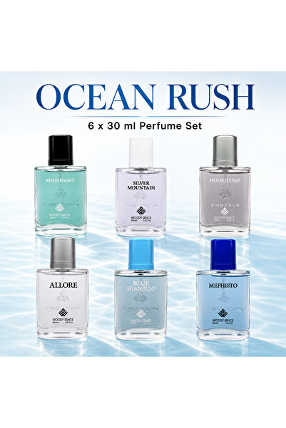 Woody Sence Ocean Rush Men's Perfume Gift Set, 6 x 30 ml, Fresh Aquatic Summe...