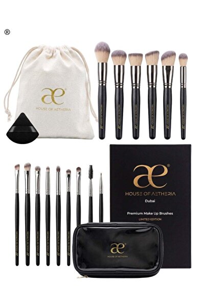 House of Aetheria 18 piece Grigio Professional Makeup Brush Set, with V Shape...