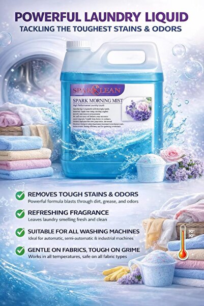 SPARKLEAN High-Performance Laundry Liquid, for All Machines, Color Safe, Fres...