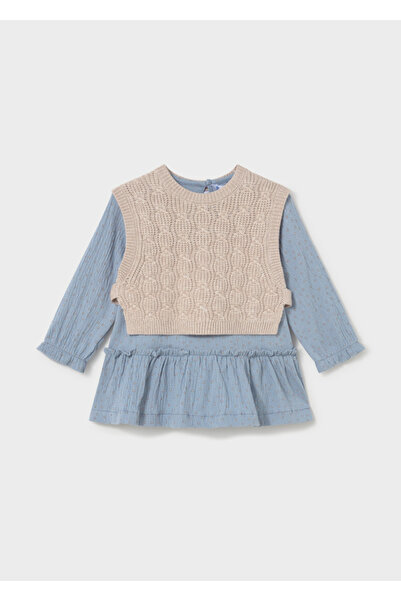 MAYORAL Baby Girl Knitted Vest Ruffle Dress Set 2943