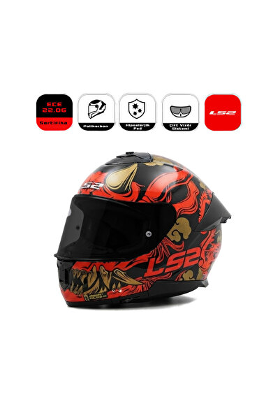 LS2 FF808 Stream II Motor Kaskı Drako Black Red