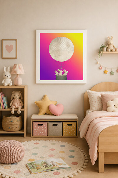 JHAAR Cute Rabbit Children's Room Modern Frame Look Mdf Table