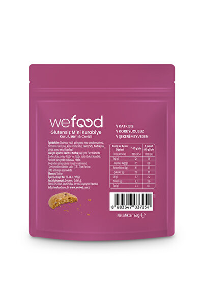 Wefood Glutensiz Mini Kurabiye Kuru Üzüm & Cevizli 60 g 5'li