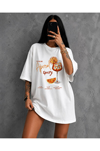 fingerjewerly Aperol Spiritz Tshirt Printed Oversize T-Shirt Unisex 80% Cotto...