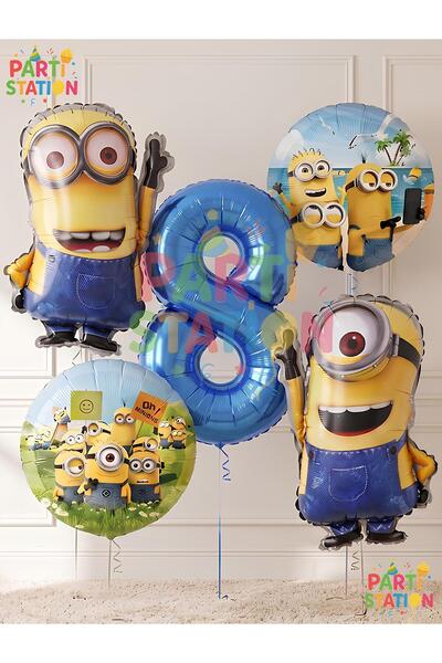 Parti Station Minions Balloon Set 5 Pieces 8 Years Old Minion Kevin and Minio...