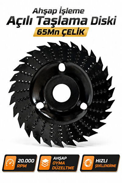 Badem10 Ahşap Oyma Diski 115 mm 22.23 mm Açı Taşlama Uyumlu Ağaç Şekillendirm...