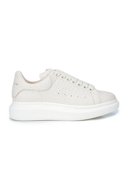 ALEXANDER MCQUEEN Erkek Kabartmalı Desenli Kuzu Derisi Sneakers - Kırık Beyaz