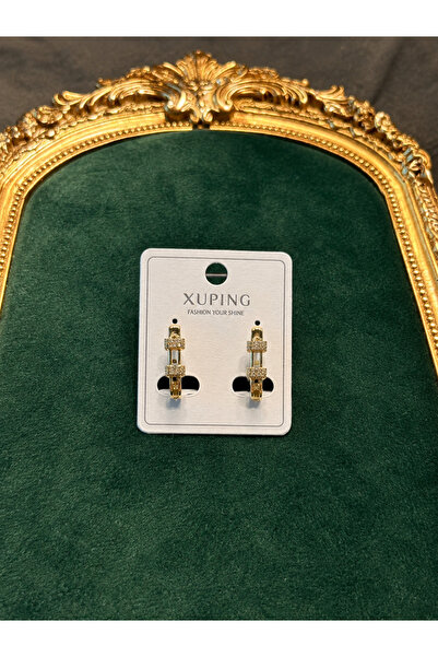 Taşlı Gold Küpe