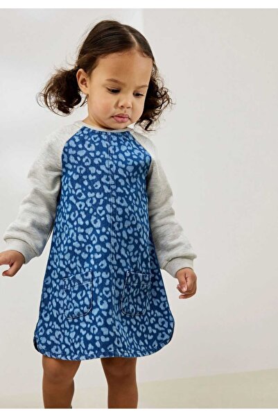 CHİCKİDSWEAR Girl's Denim Salopet Dress Long Sleeve Denim Gilet Dress