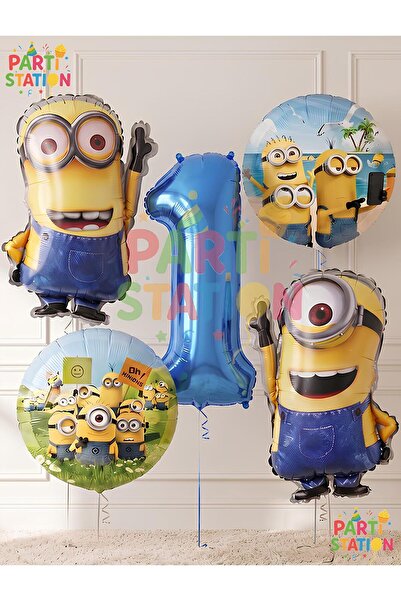 Parti Station Minions Balloon Set 5 Pieces 1 Year Old Minion Kevin and Minion...