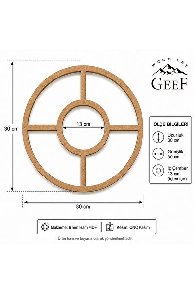 Geef Wood Art 30 CM YUVARLAK MAKROME KASNAK – 6 MM HAM MDF