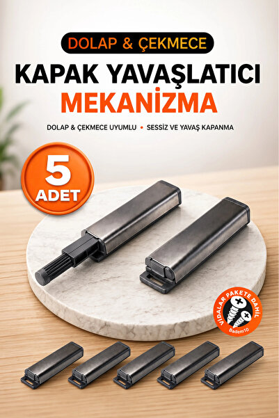 Badem10 (5 ADET) Metalik Kaplama Bas Aç Mekanizma Dolap Çekmece Uyumlu Kapak ...