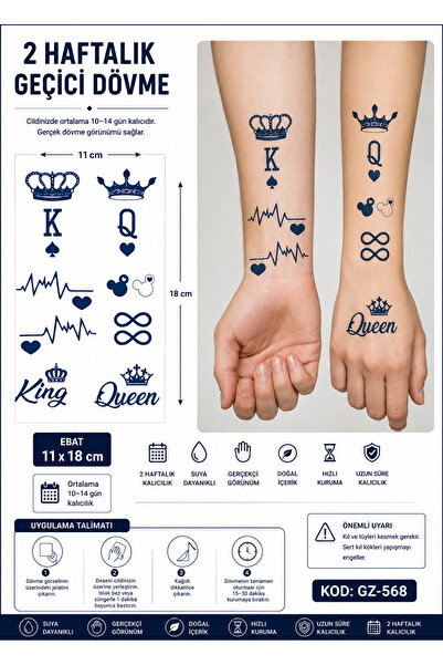 medink tattoo 1 Aylık Kalıcı Karışık Kral taç Model Geçici Kol Bacak Geçici S...