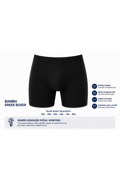 DERİNMAVİTASARIM BAMBU ÖZEL ÜRETİM BOXER S-8XL ARASI 11 BEDEN 3 RENK