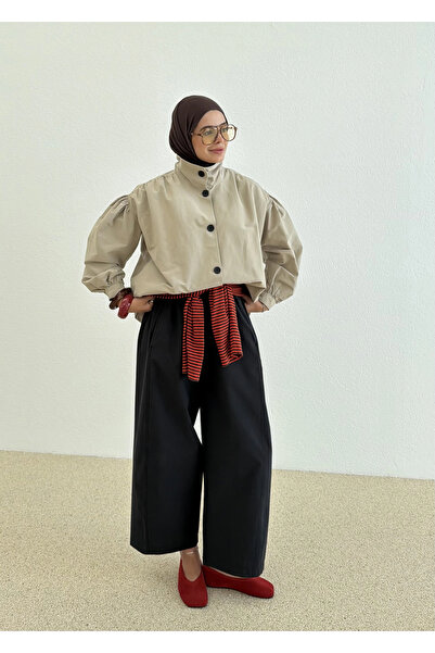 MODA AKSA 7746 SWAN DÜĞMELİ ASTARLI BOMBER TAŞ