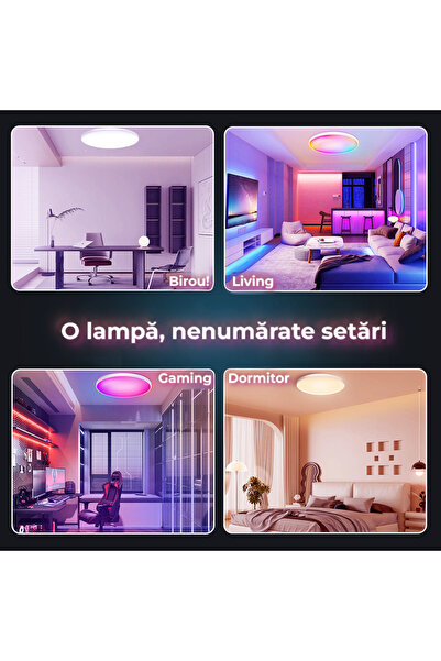 OEM Plafonieră LED 30W WiFi, control vocal Alexa, lumină RGB+CCT, design modern, 10-15 mp