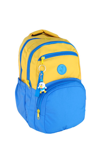 KY Multi-Compartment Yellow Blue Parachute Fabric 4-Zipper Water-Repellent Wa...