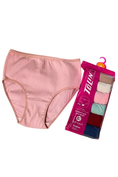 TOLIN Women's 6-Piece Cotton Lycra Towel Net Detailed High Waist Panties Set ...