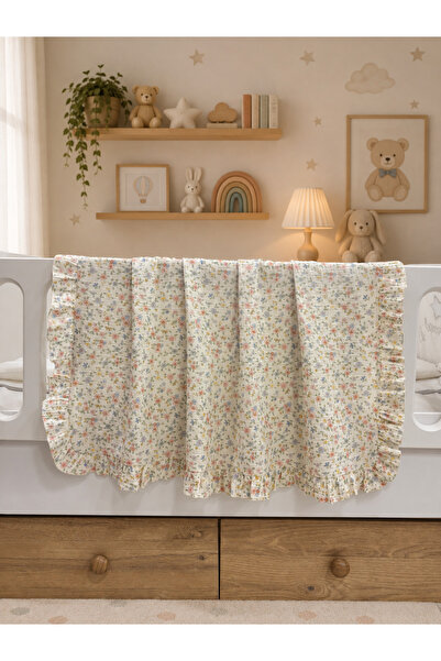 pempem bandana 100% Cotton, Floral Pattern, Ruffled, Muslin Baby Blanket, Mul...