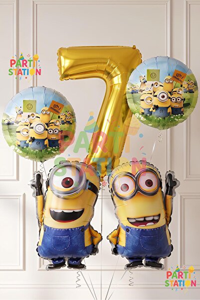 Parti Station Minions Balloon Set 5 Pieces 7 Years Old Minion Kevin and Minio...