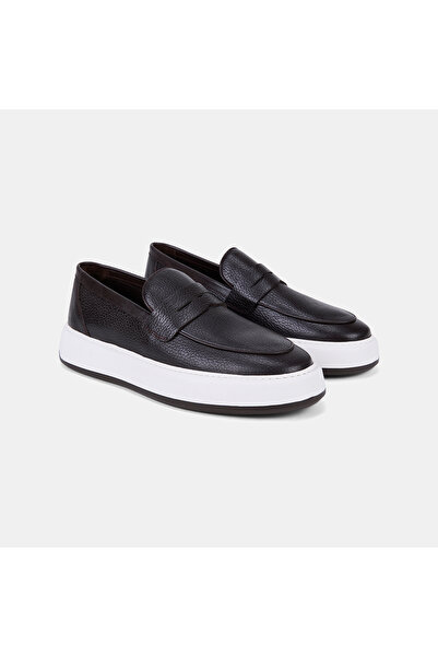 Desa Men's Bitter Brown Thick White Sole Leather Loafer