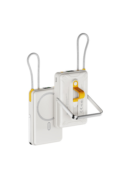 S-LINK MG320 10000mAh PD20W Magsafe 15W Kablosuz Type-C Beyaz Taşınabilir Metal Şarj Cihazı Powerban