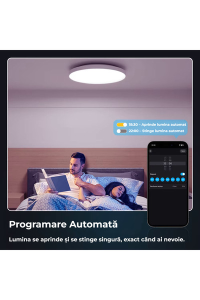 OEM Plafonieră LED 30W WiFi, control vocal Alexa, lumină RGB+CCT, design modern, 10-15 mp