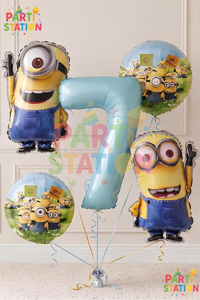 Parti Station Minions Balloon Set 5 Pieces 7 Years Old Minion Kevin and Minio...
