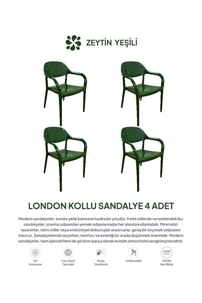 Daim Plastik LONDON KOLLU LÜX CAFE & RESTAURANT SANDALYESİ 4 Lü