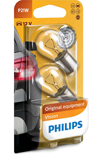 Philips Λάμπες Αυτοκινήτου Vision P21W-BA15S-1156 Αλογόνου 12V 21W 2 τεμάχια ...