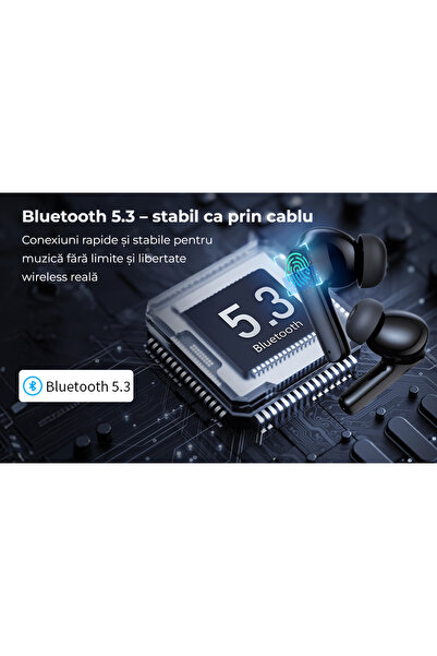 OEM Căști wireless In-Ear TWS, Bluetooth 5.3, afișaj digital HD, microfon cu reducere zgomot - Negru