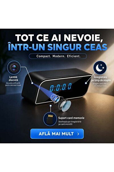 OEM Bedside Alarm Clock with Full HD 1080p WiFi Camera, Mobile App (RO-V12)