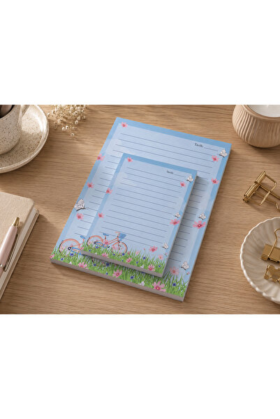 Miray Craft Spring Bicycle Themed Set of 2 (A4-A5) Notepad - Notepad - Memo Pad