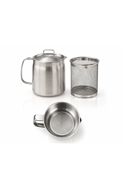 ARVALE Stainless Steel Oil Filter Pot – Frying Oil Strainer and Storage Conta...