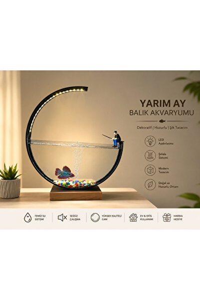 Lilya Petshop Led Işıklı Ay Akvaryum 50cm
