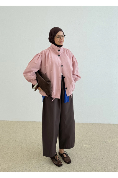 MODA AKSA 7746 SWAN DÜĞMELİ ASTARLI BOMBER pembe