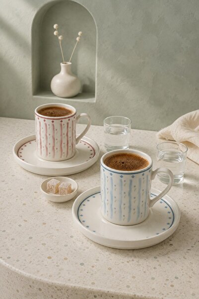 tabakevi Tabak Evi Porcelain Macaron Coffee Cup Set 90Cc 4 Pieces for 2 People