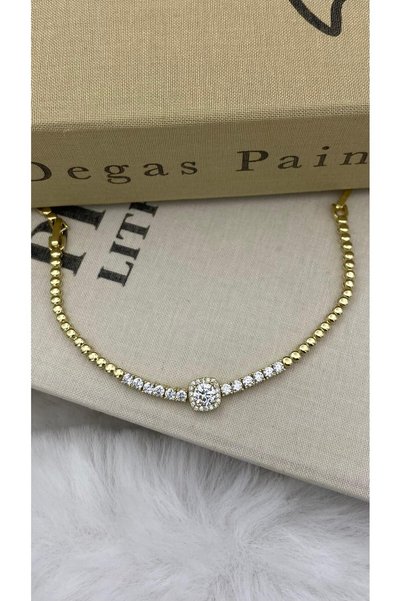 Hedef Bijuteri 14K Xuping Gold Renk Kare Baget Zirkon Taşlı Bileklik XP9