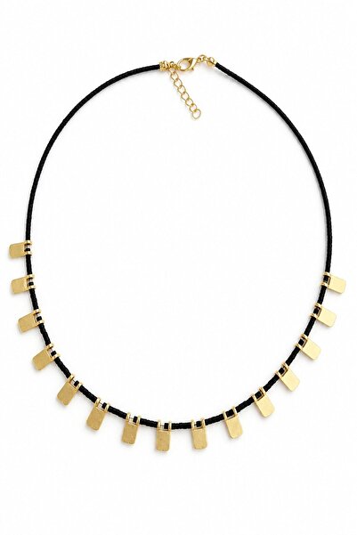 nesdesignn Black Natural Stone Afghan Bead Matte Flake Plate Necklace