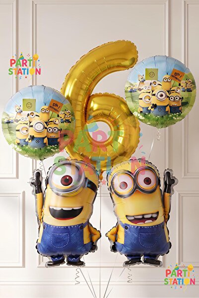 Parti Station Minions Balloon Set 5 Pieces 6 Years Old Minion Kevin and Minio...