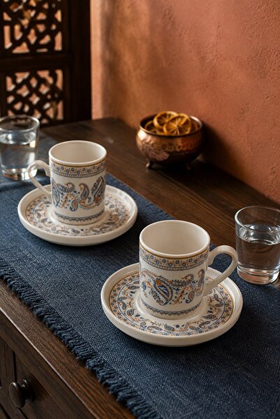 tabakevi Tabak Evi Porcelain Sapphire Coffee Cup Set 90Cc 4 Pieces for 2 People