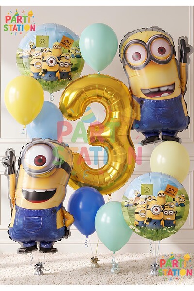 Parti Station Minions Balloon Set 11 Pieces 3 Years Old Minion Kevin and Mini...