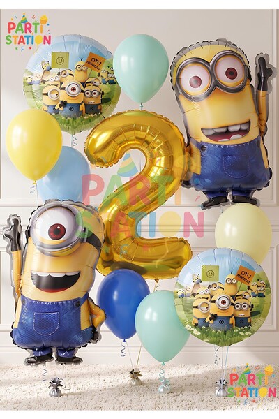 Parti Station Minions Balloon Set 11 Pieces 2 Year Old Minion Kevin and Minio...