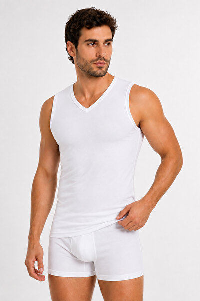 Quatarze Yildiz Çamaşir 3-Pack Men's Premium Modal V-Neck Zero Sleeve Undershirt