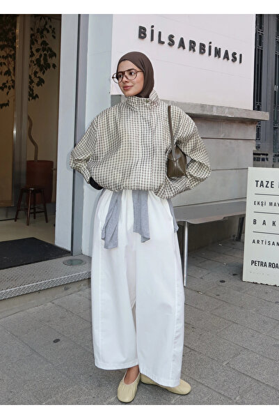 MODA AKSA KARELİ BOMBER CEKET YEŞİL