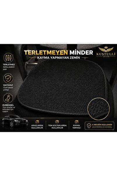KUSTULLİ Terletmeyen Kaydırmaz Tekli Minder (Siyah)