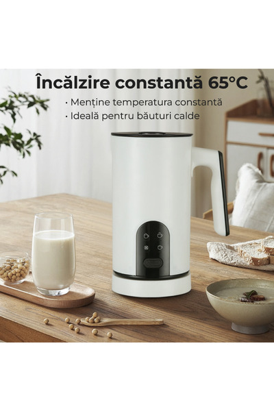 OEM Aparat spumare lapte 4-in-1, spumă caldă/rece + încălzire, inox, 350 ml, 500W - Negru