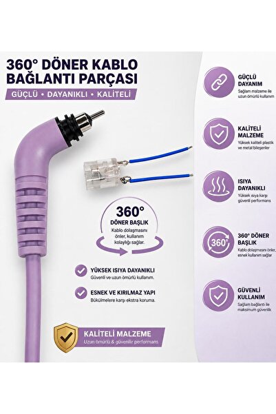Genel Markalar Saç Maşası ve Saç Düzleştirici uyumlu Arzum,Phlips uyumlu Yedek Güç Kablosu Renkli