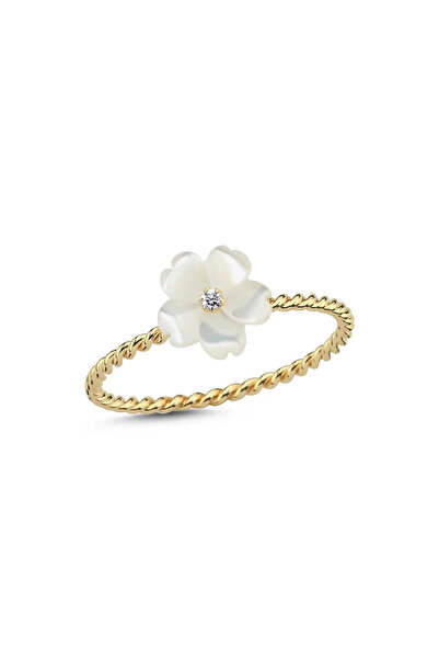 HEMS JEWELLERY 14 Ayar Altın Jasmine Beyaz Pırlanta Yüzük